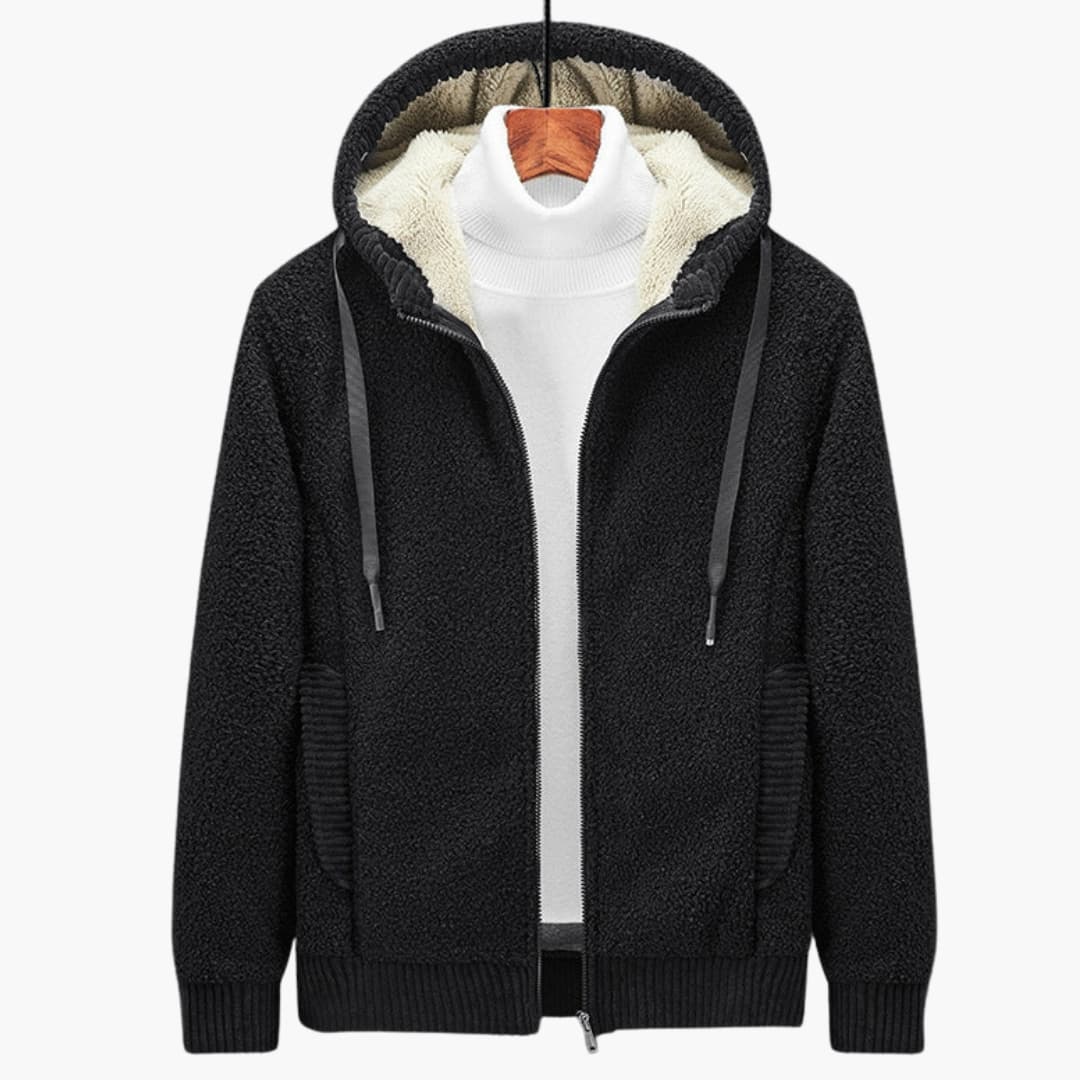 Veste à capuche pour homme avec fermeture zippée et ourlet côtelé