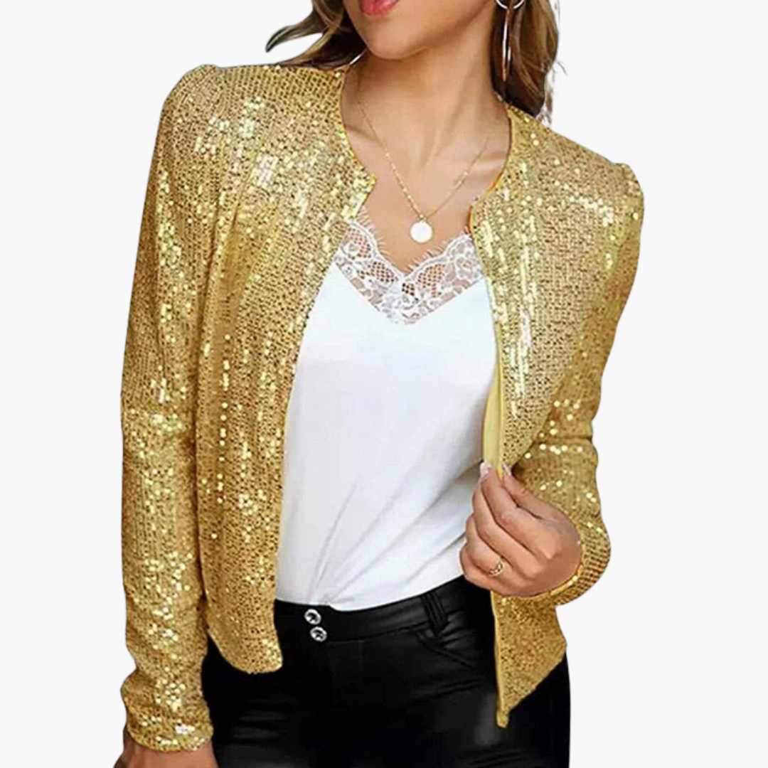 Paillettenjacke für Damen mit Frontöffnung und langen Ärmeln