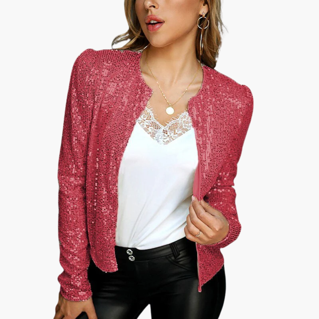 Paillettenjacke für Damen mit Frontöffnung und langen Ärmeln