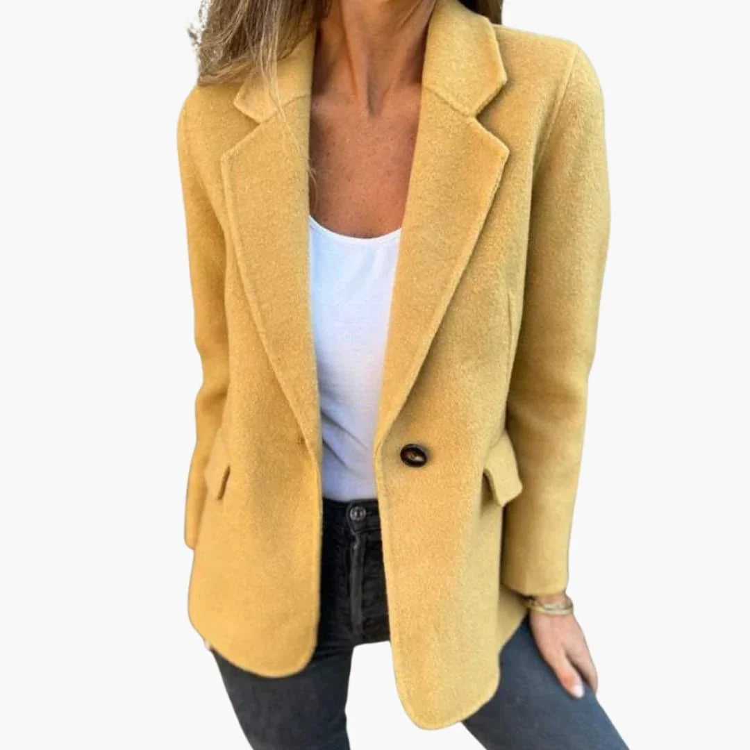 Veste blazer femme avec col à revers et fermeture à un bouton