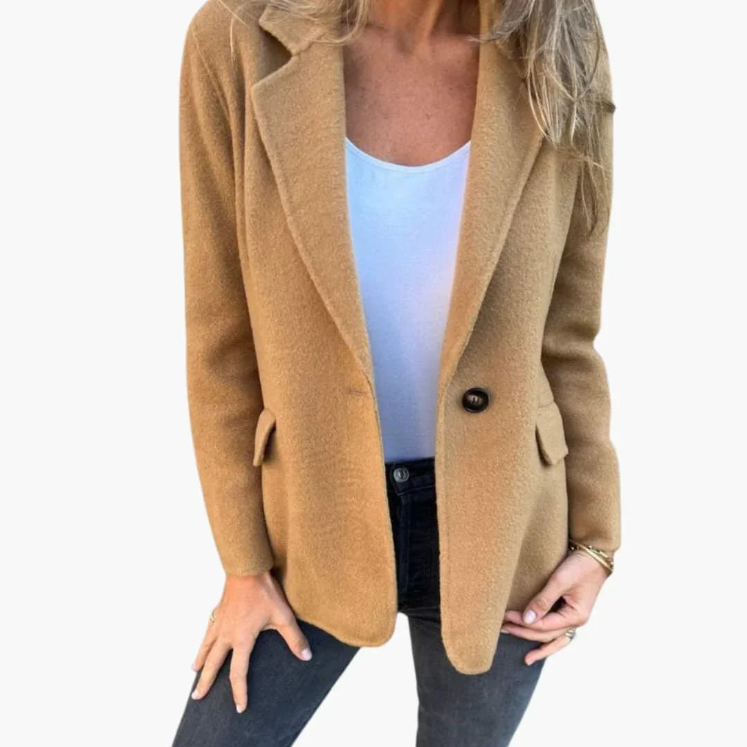 Veste blazer femme avec col à revers et fermeture à un bouton