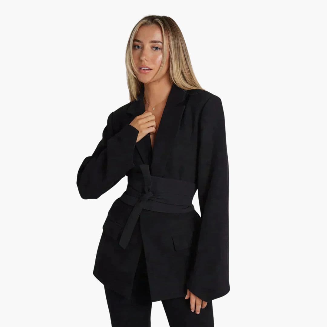 Veste blazer femme ceinturée à manches larges