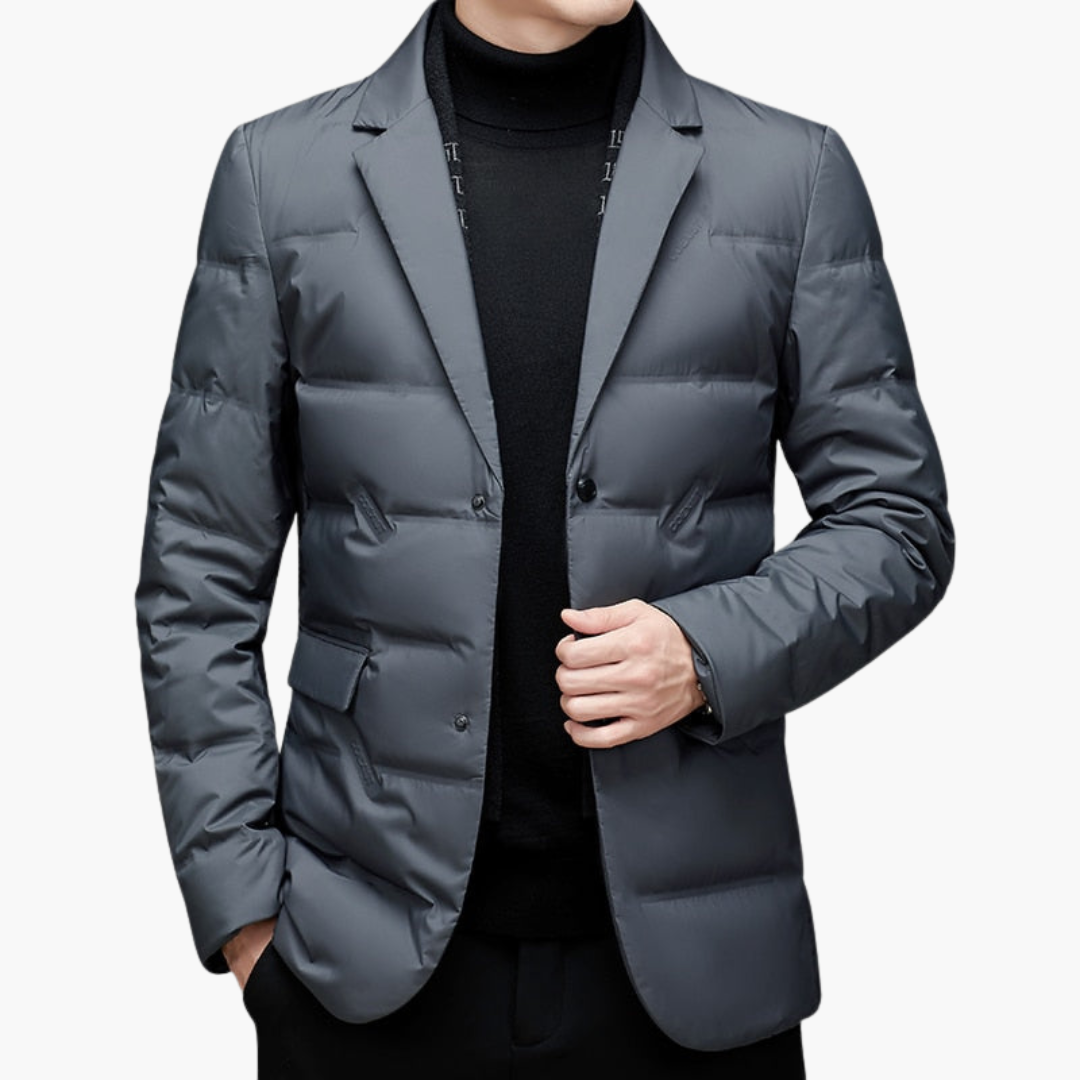 Giacca blazer trapuntata da uomo con chiusura a bottoni e inserti imbottiti