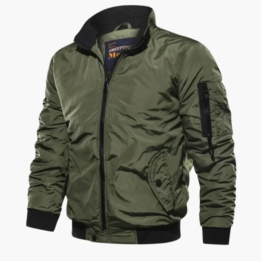 Veste bombardier homme avec fermeture éclair et poche sur manche