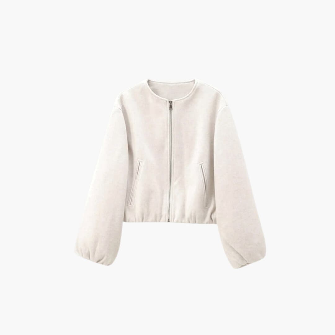 Giacca bomber donna con maniche a palloncino e chiusura con zip