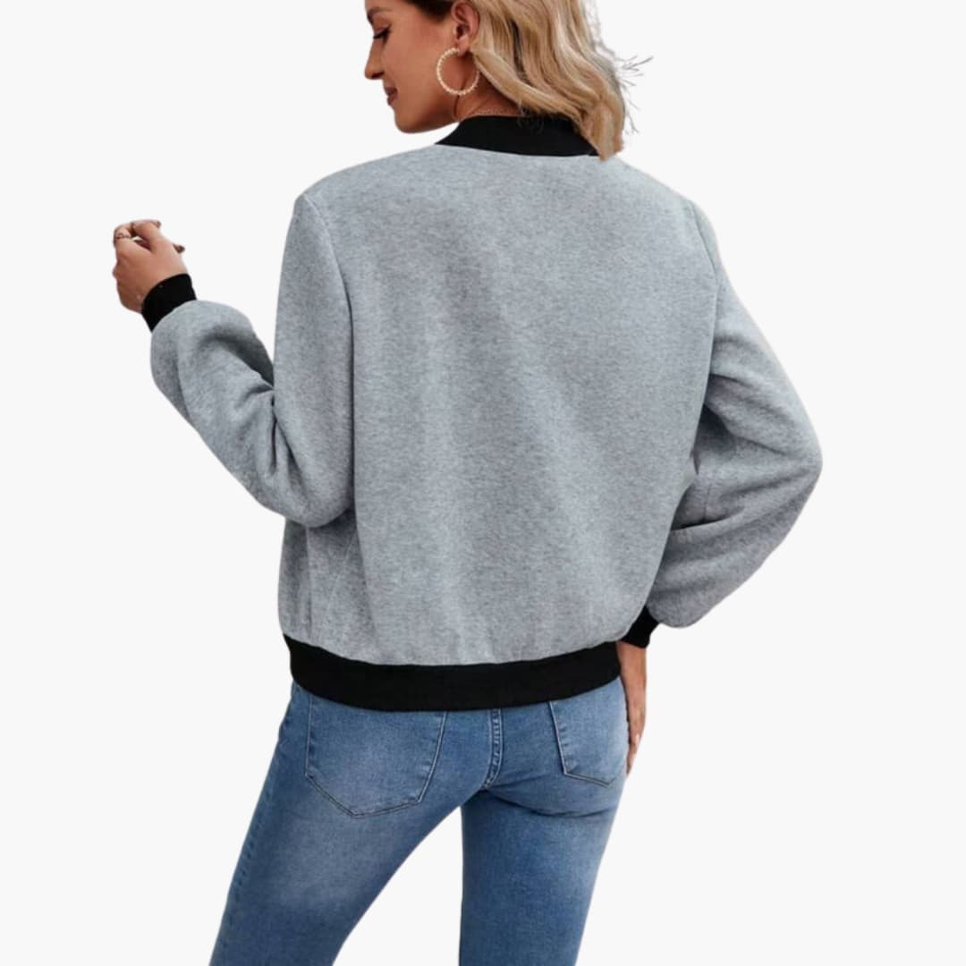 Veste bomber femme à surface à panneaux avec fermeture zippée