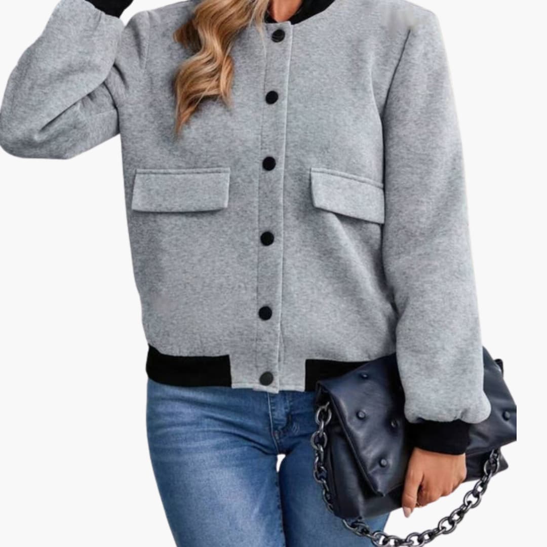 Veste bomber femme à surface à panneaux avec fermeture zippée