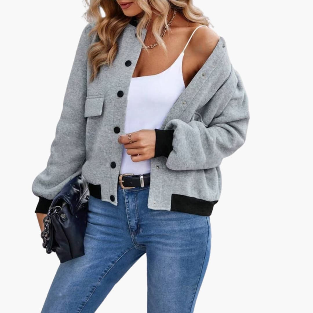 Veste bomber femme à surface à panneaux avec fermeture zippée
