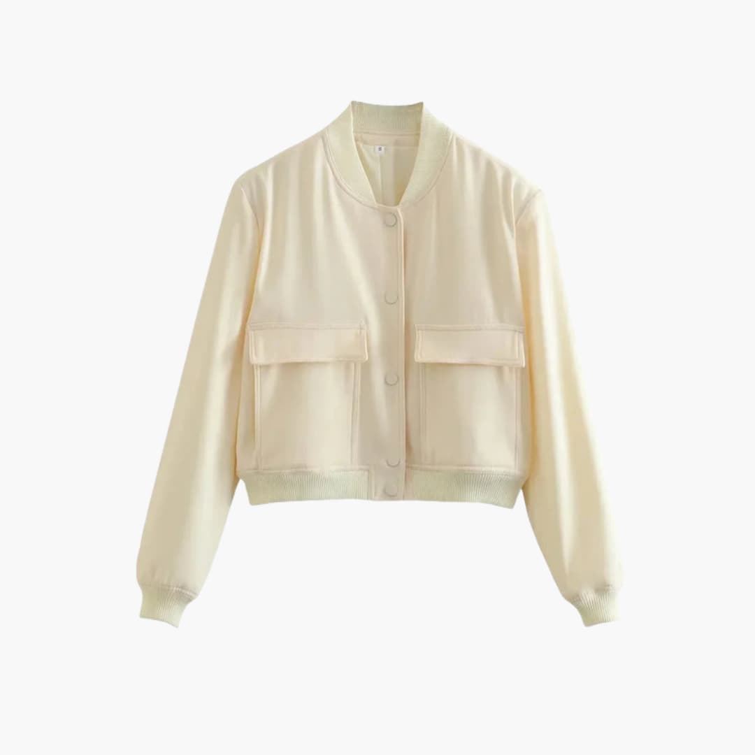 Giacca bomber donna con zip, collo rotondo e orlo dritto