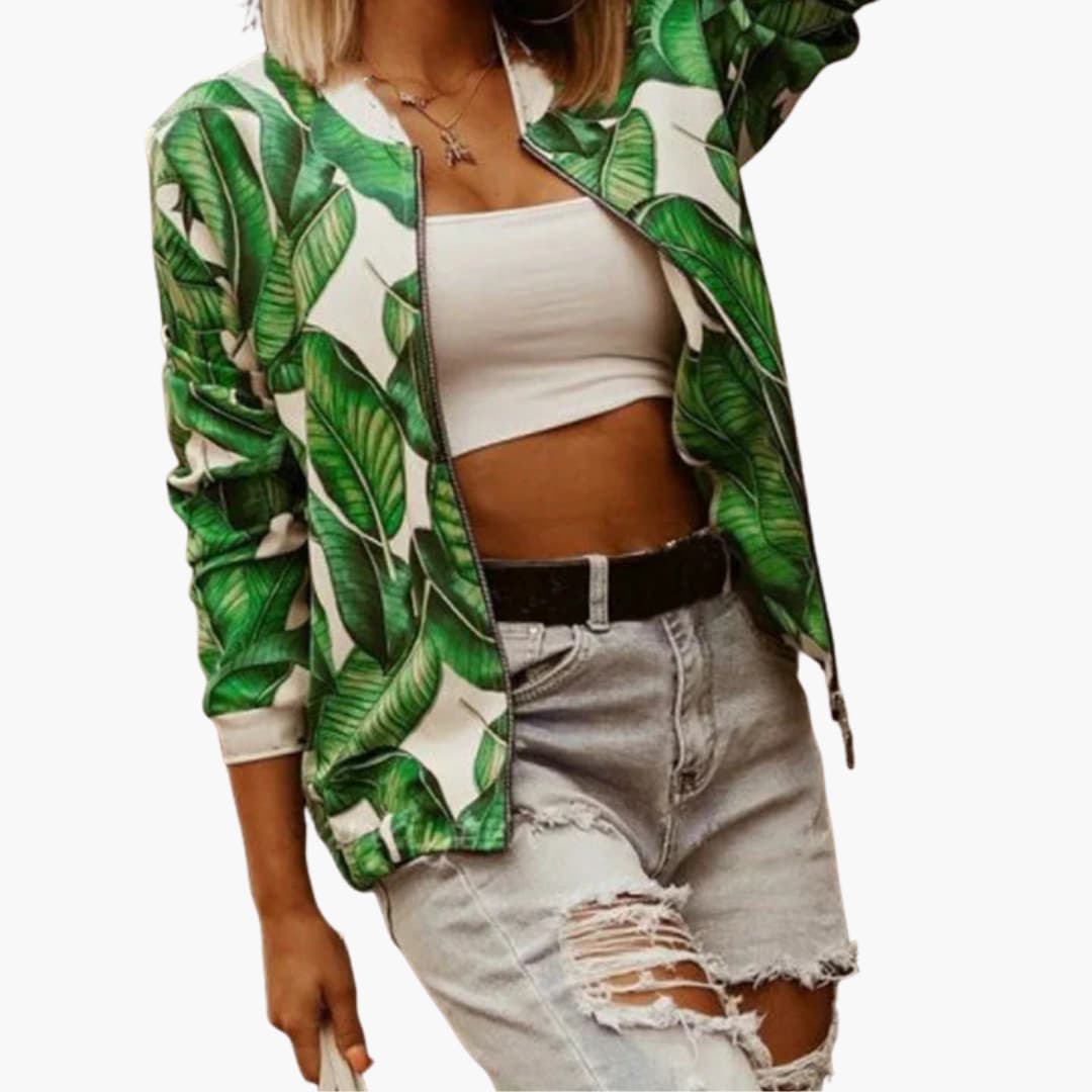 Veste bomber femme zippée avec ourlet côtelé