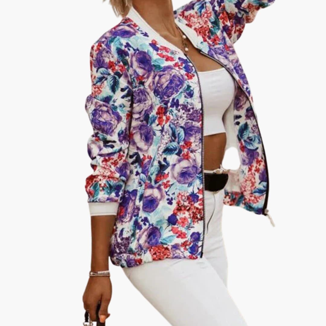 Veste bomber femme zippée avec ourlet côtelé