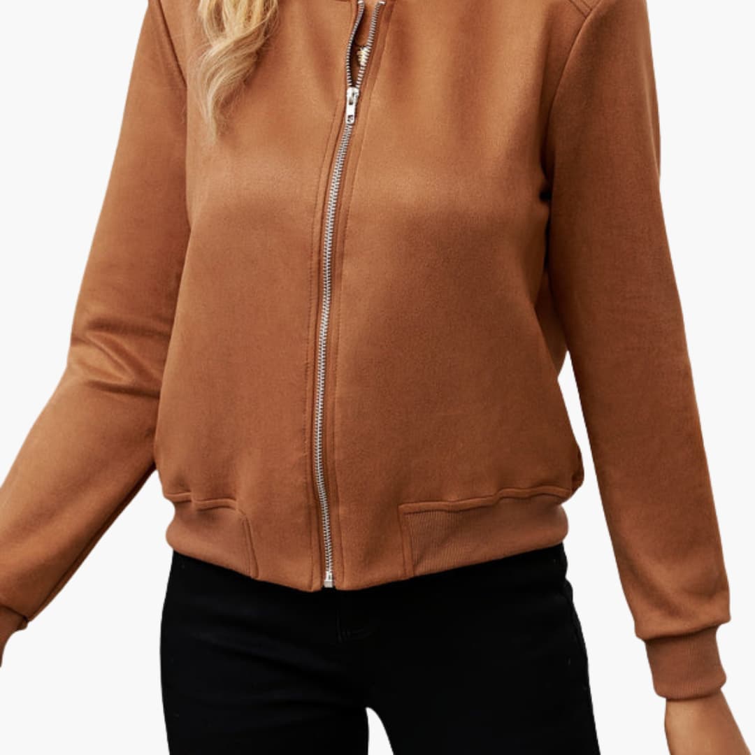 Giacca bomber donna con zip, polsini e orlo a coste