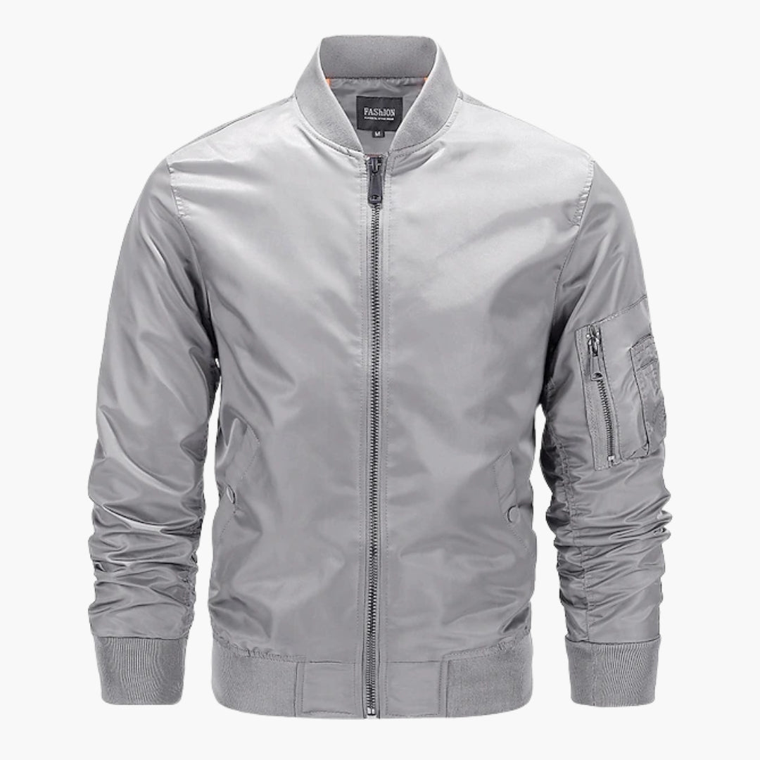 Giacca bomber uomo con chiusura lampo in metallo e tasche frontali