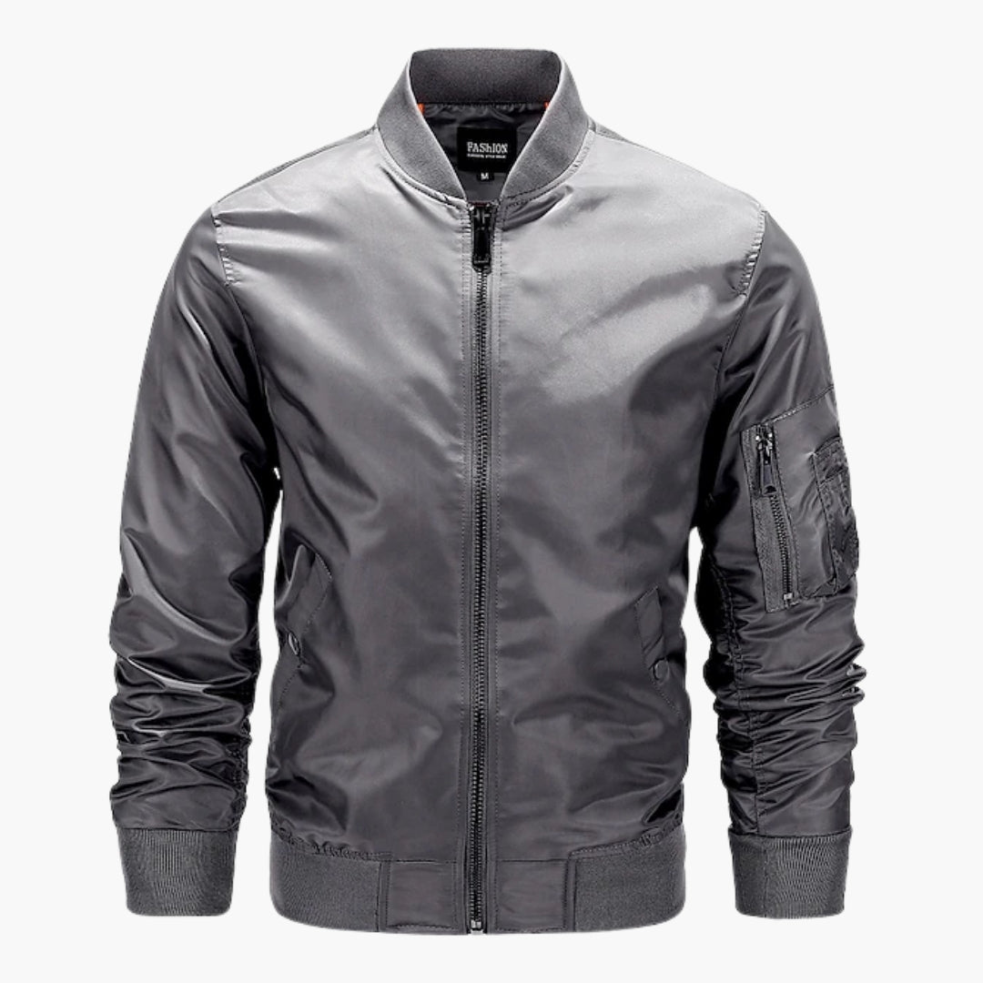 Giacca bomber uomo con chiusura lampo in metallo e tasche frontali