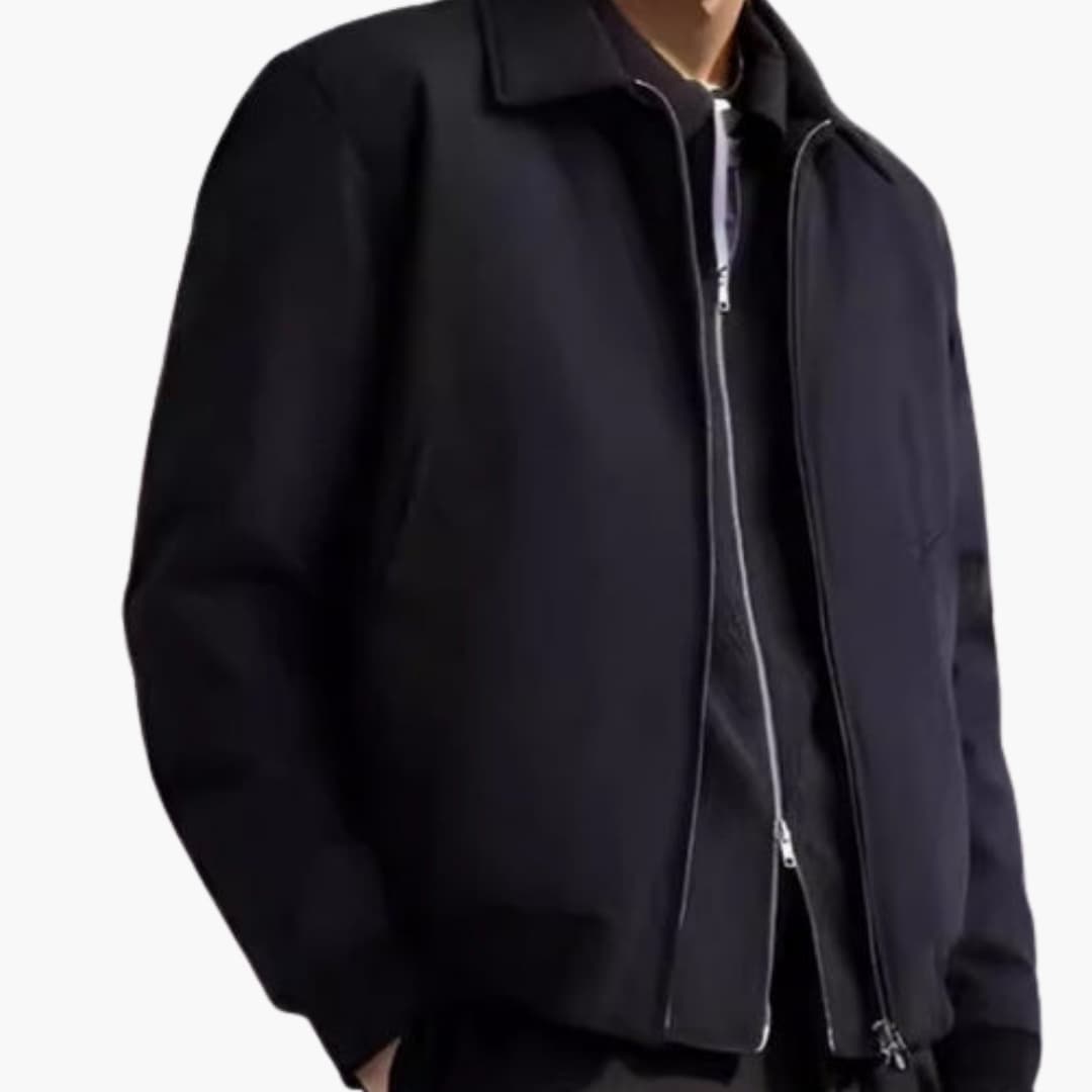 Giacca bomber uomo con zip frontale e finiture a coste