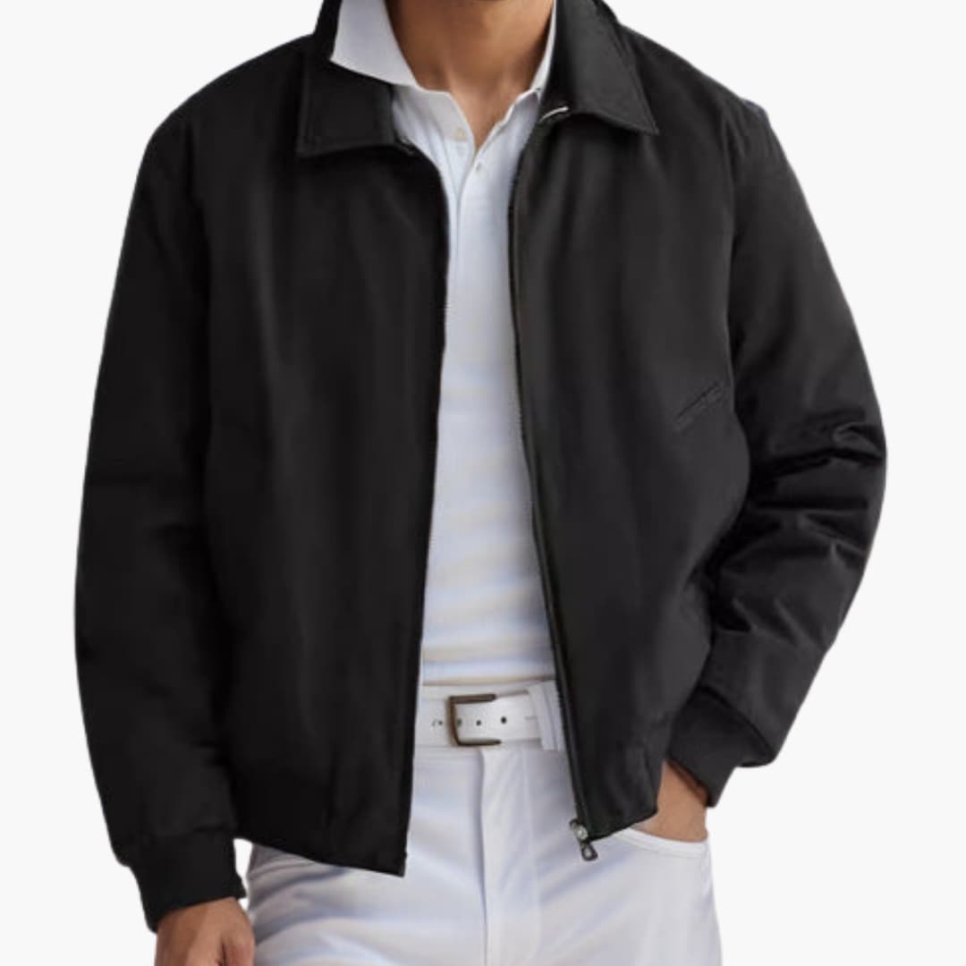 Giacca bomber uomo con zip frontale e finiture a coste