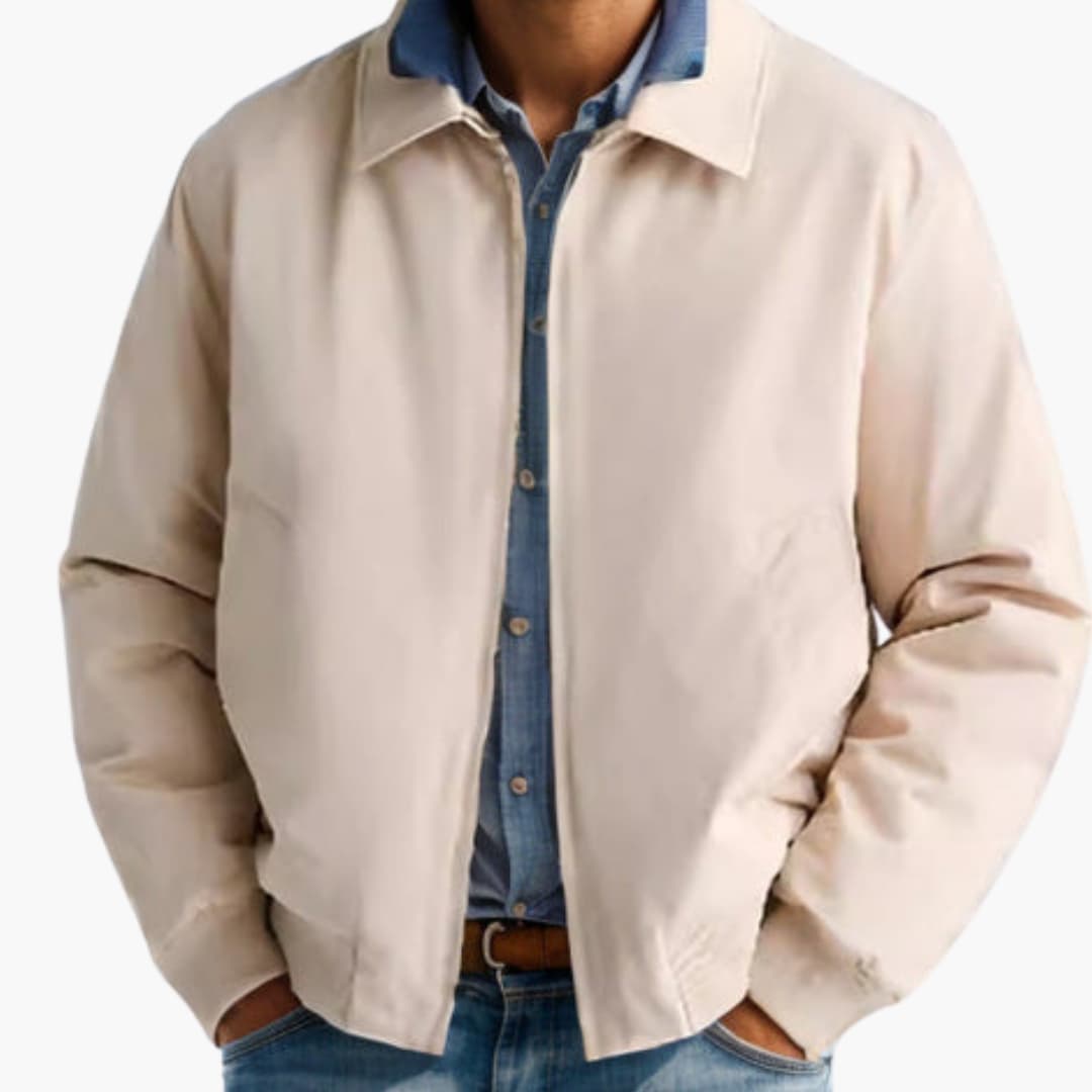 Giacca bomber uomo con zip frontale e finiture a coste