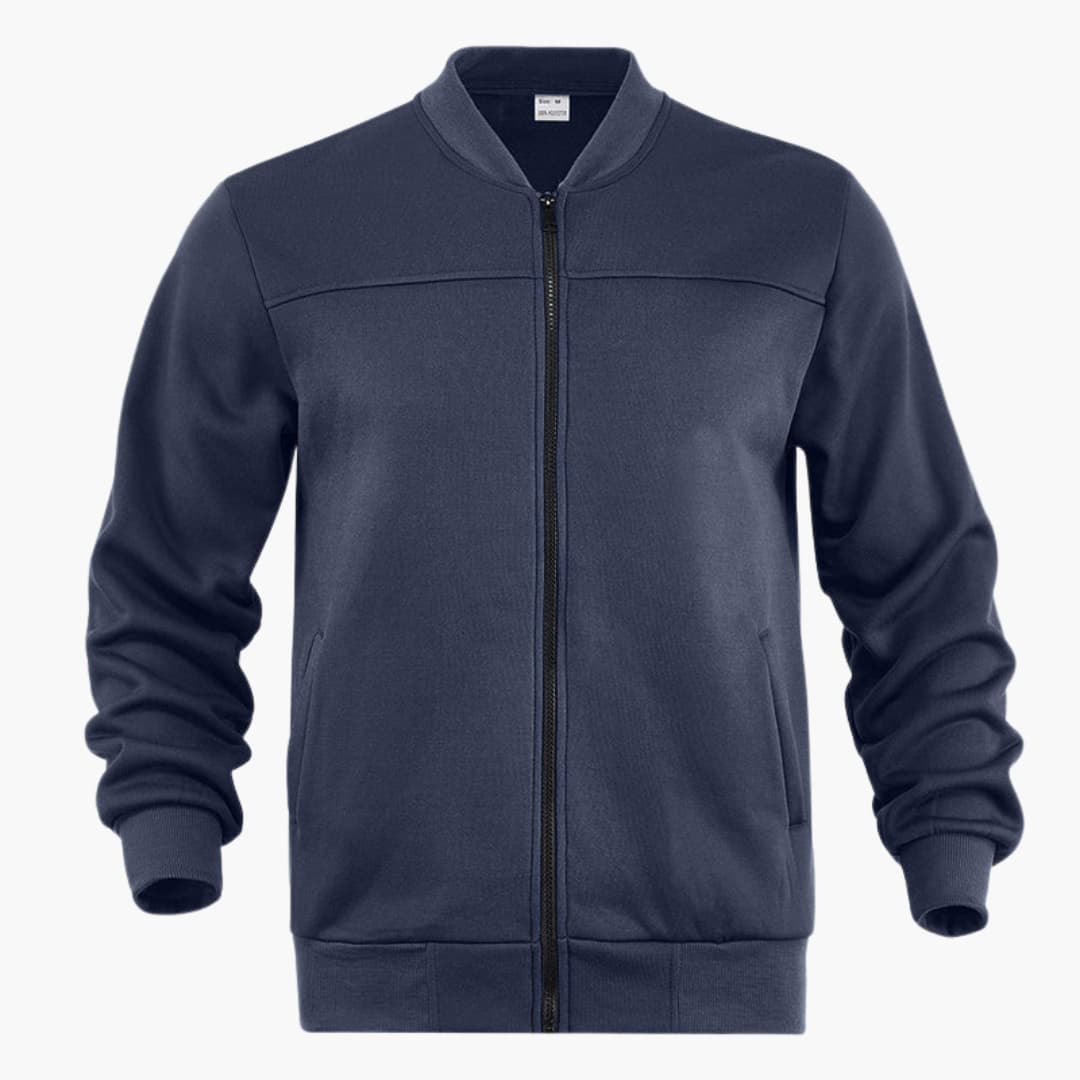 Men's zip-up bomber jacket with ribbed cuffs
