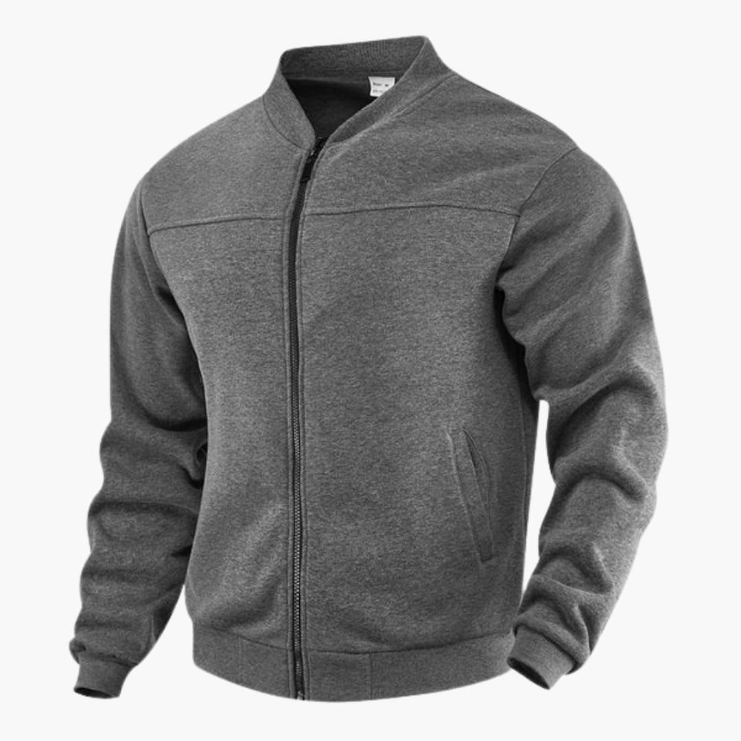 Men's zip-up bomber jacket with ribbed cuffs