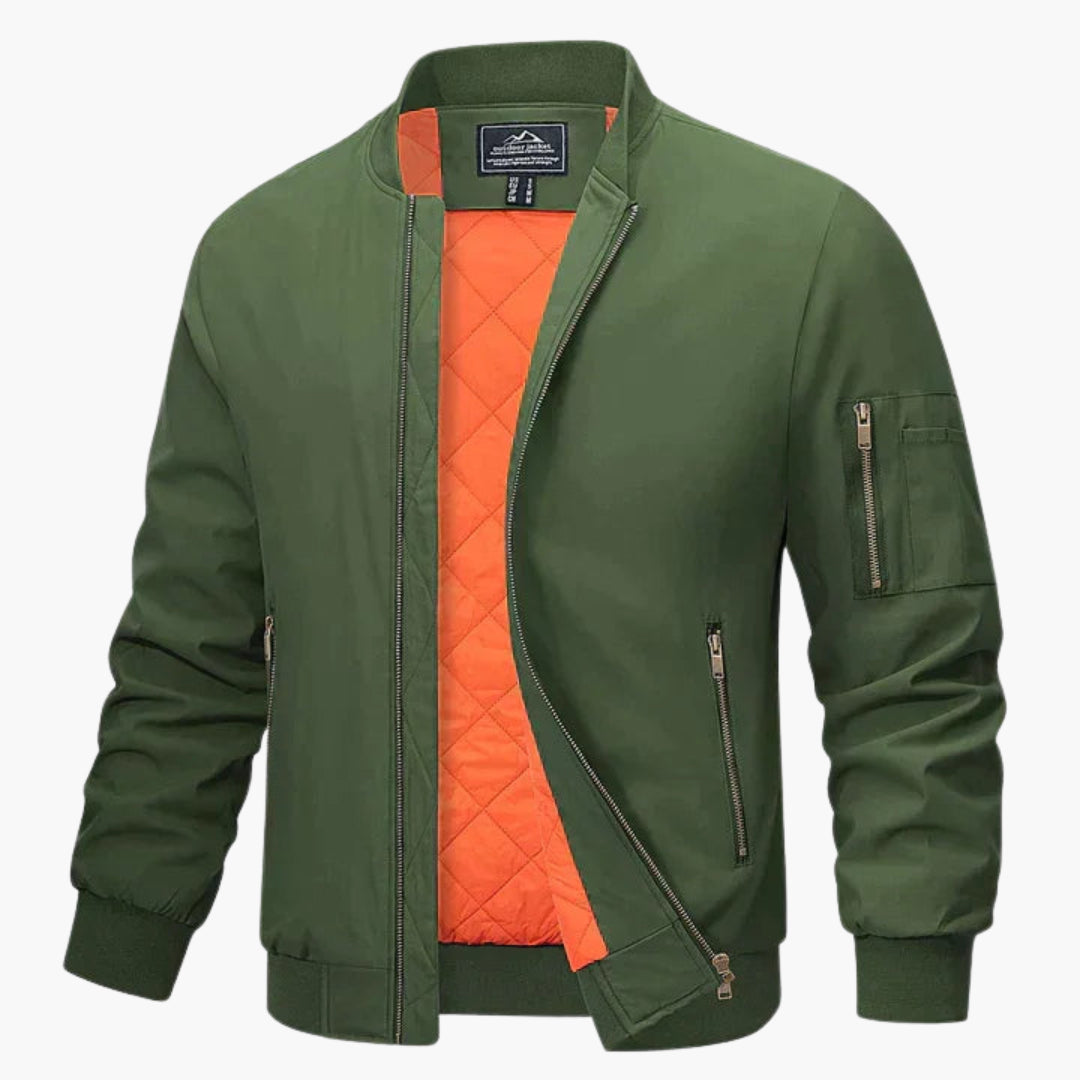 Veste bomber pour homme avec col côtelé et fermeture éclair