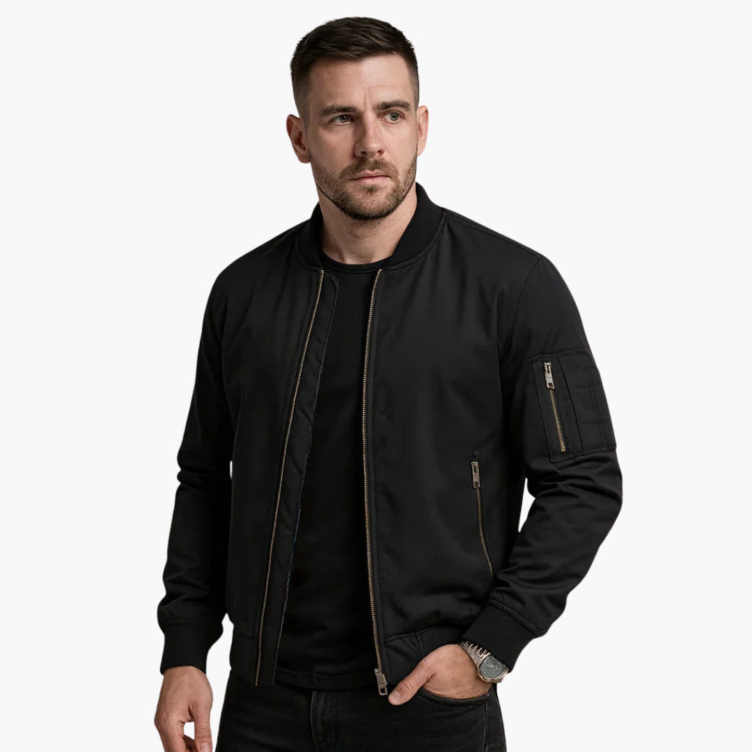 Veste bomber pour homme avec col côtelé et fermeture éclair