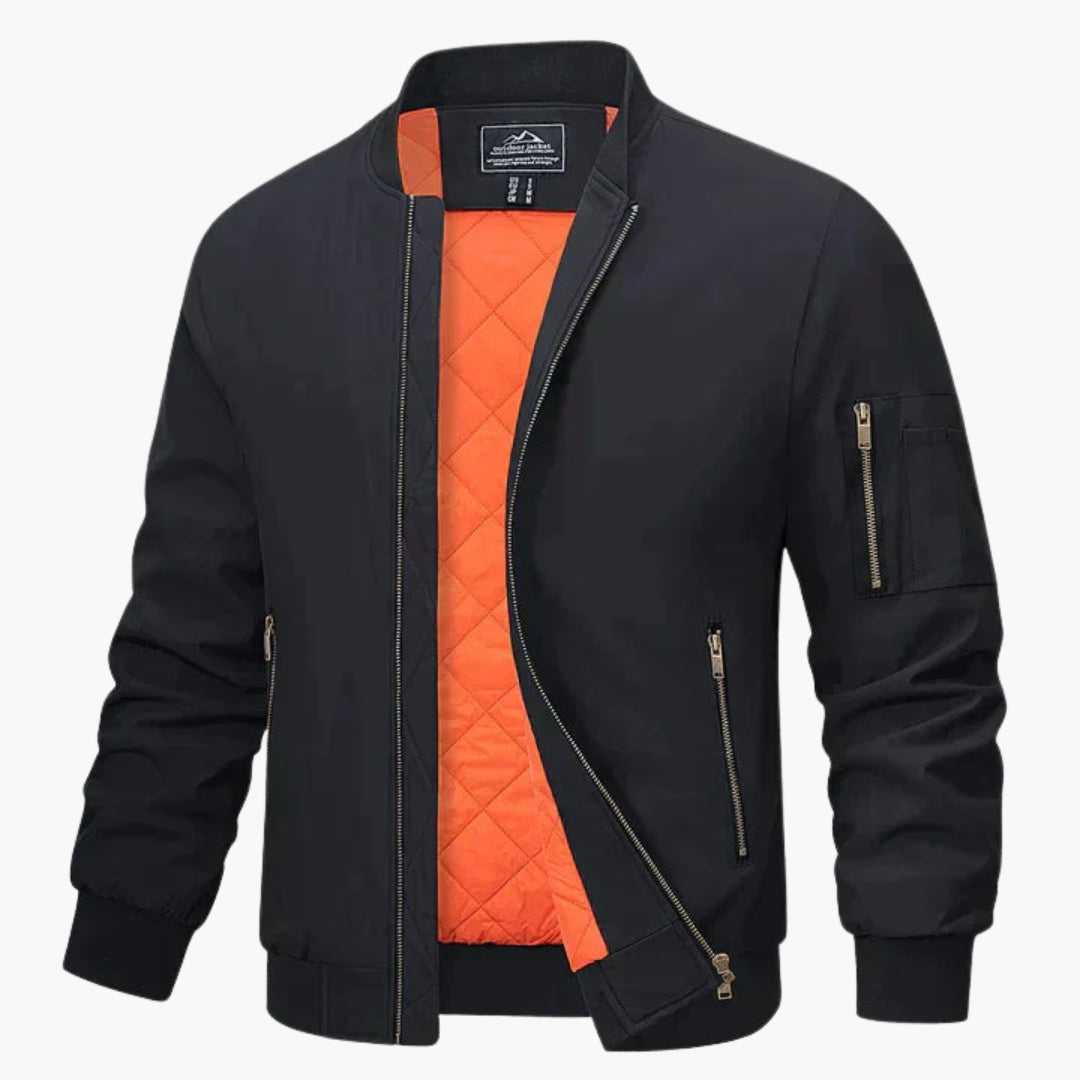 Veste bomber pour homme avec col côtelé et fermeture éclair
