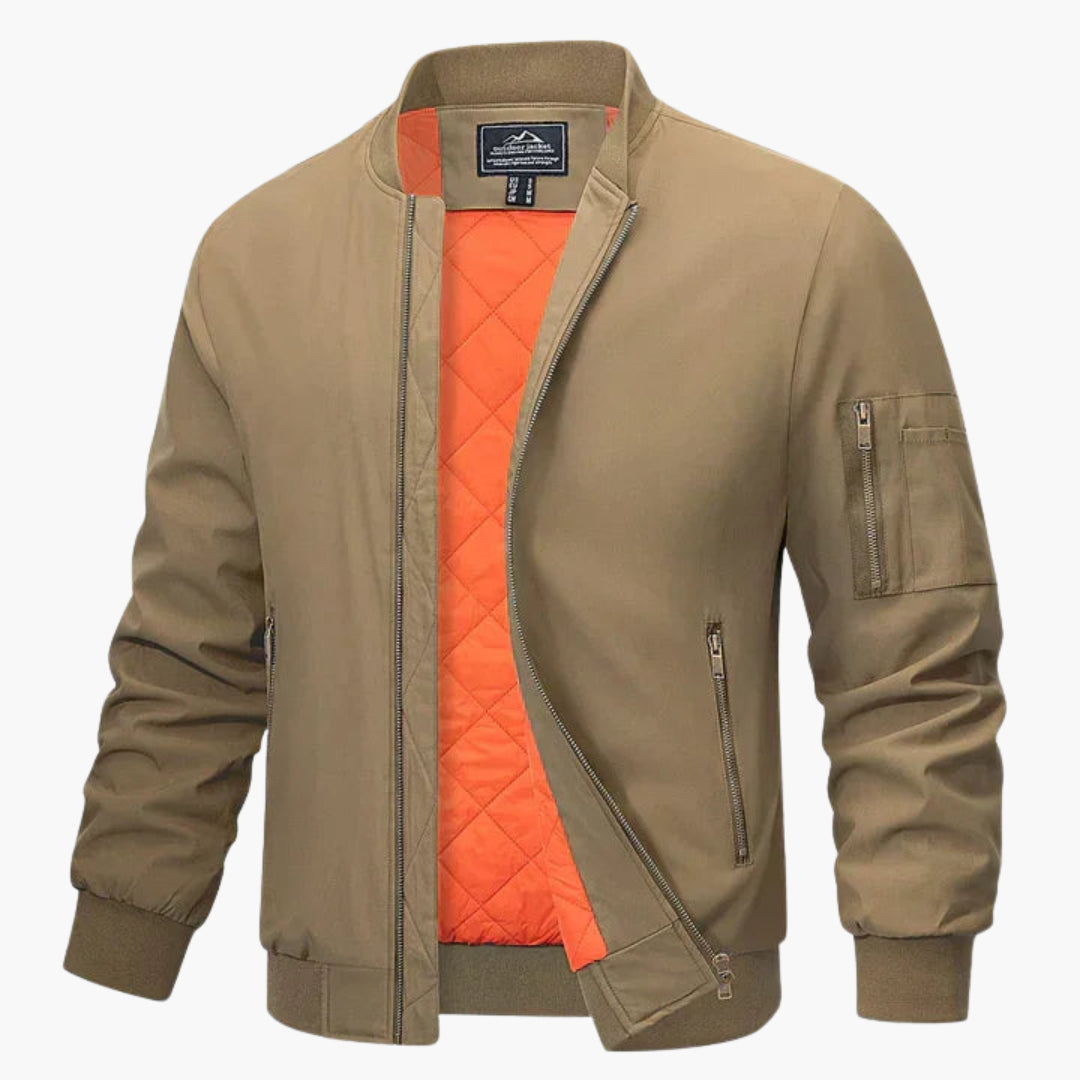 Veste bomber pour homme avec col côtelé et fermeture éclair