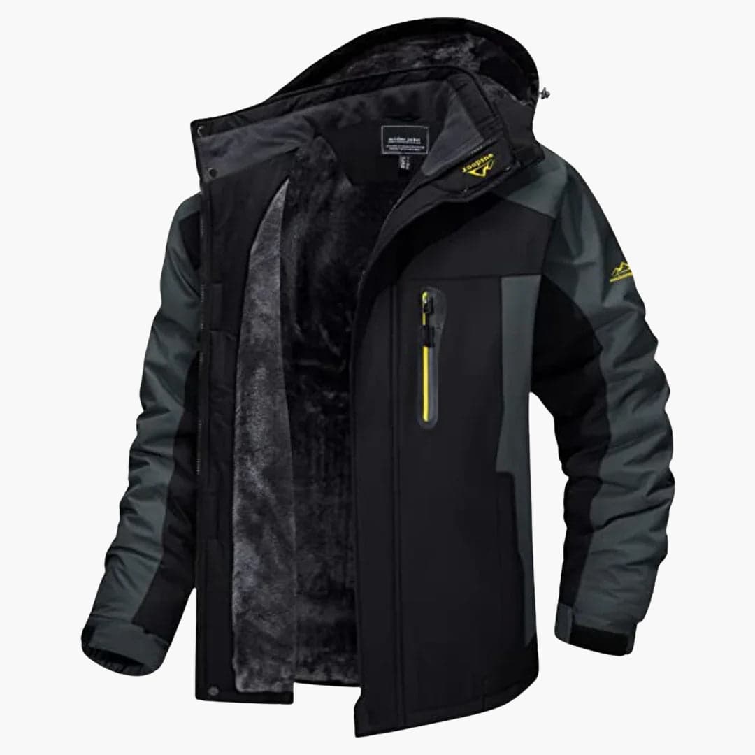 Veste d’extérieur pour homme avec capuche et fermeture éclair sur le devant