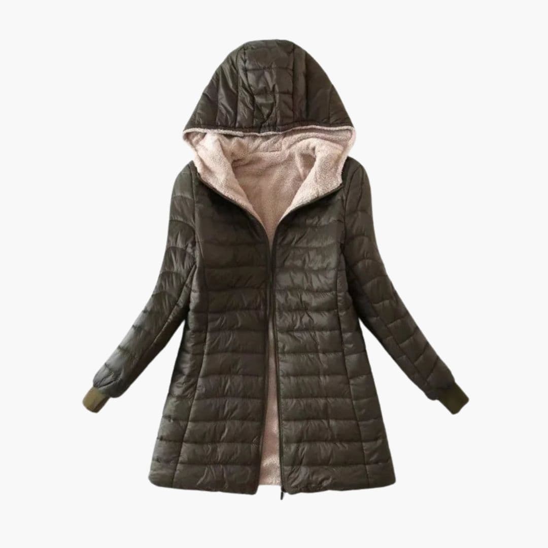 Veste d'hiver femme à capuche et fermeture zippée