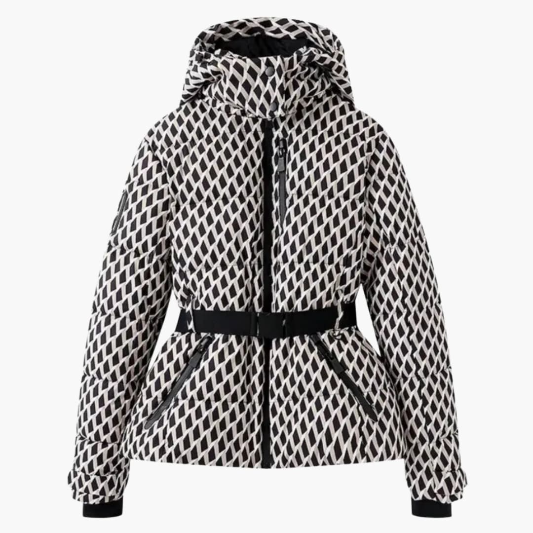 Veste de ski femme avec capuche et ceinture ajustable