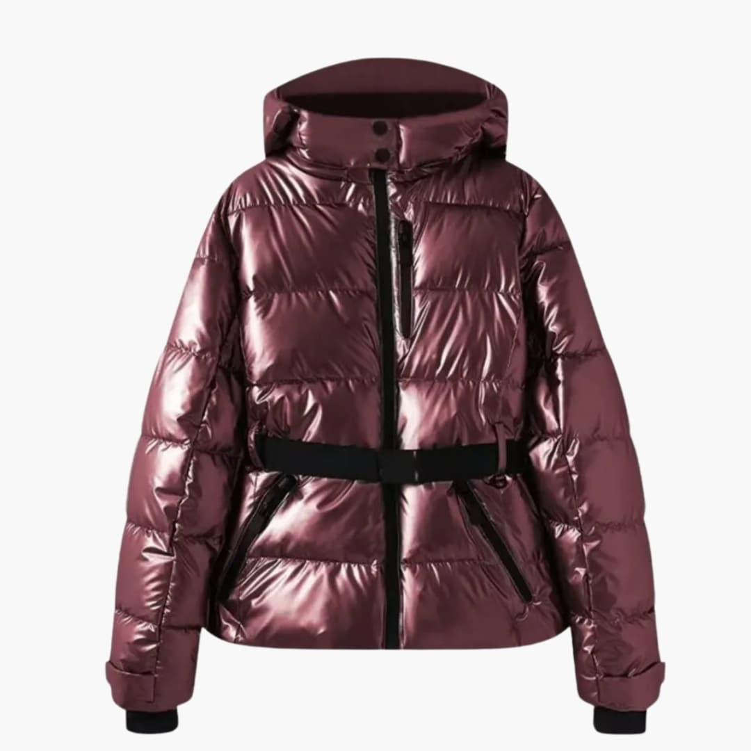 Veste de ski femme avec capuche et ceinture ajustable