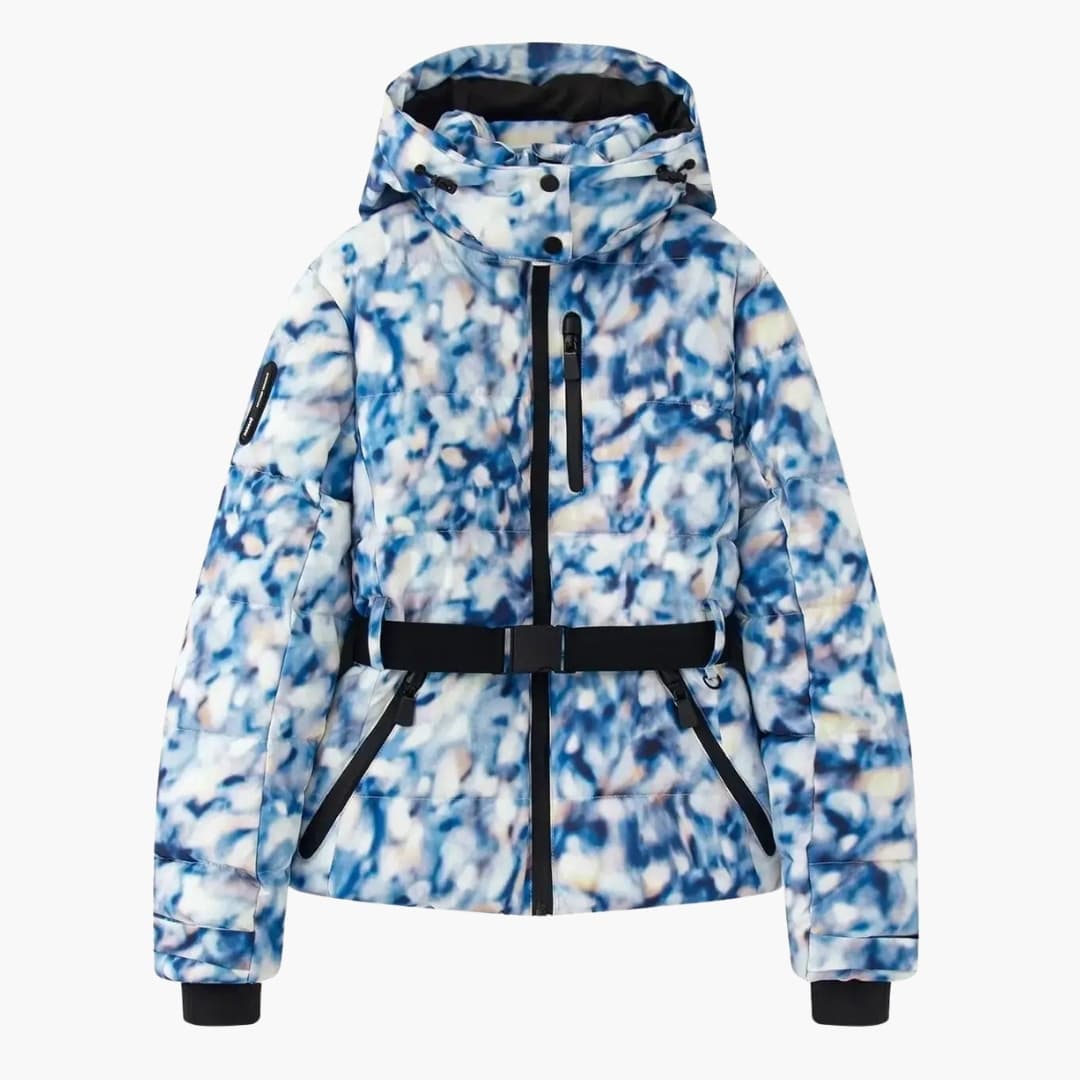 Veste de ski femme avec capuche et ceinture ajustable