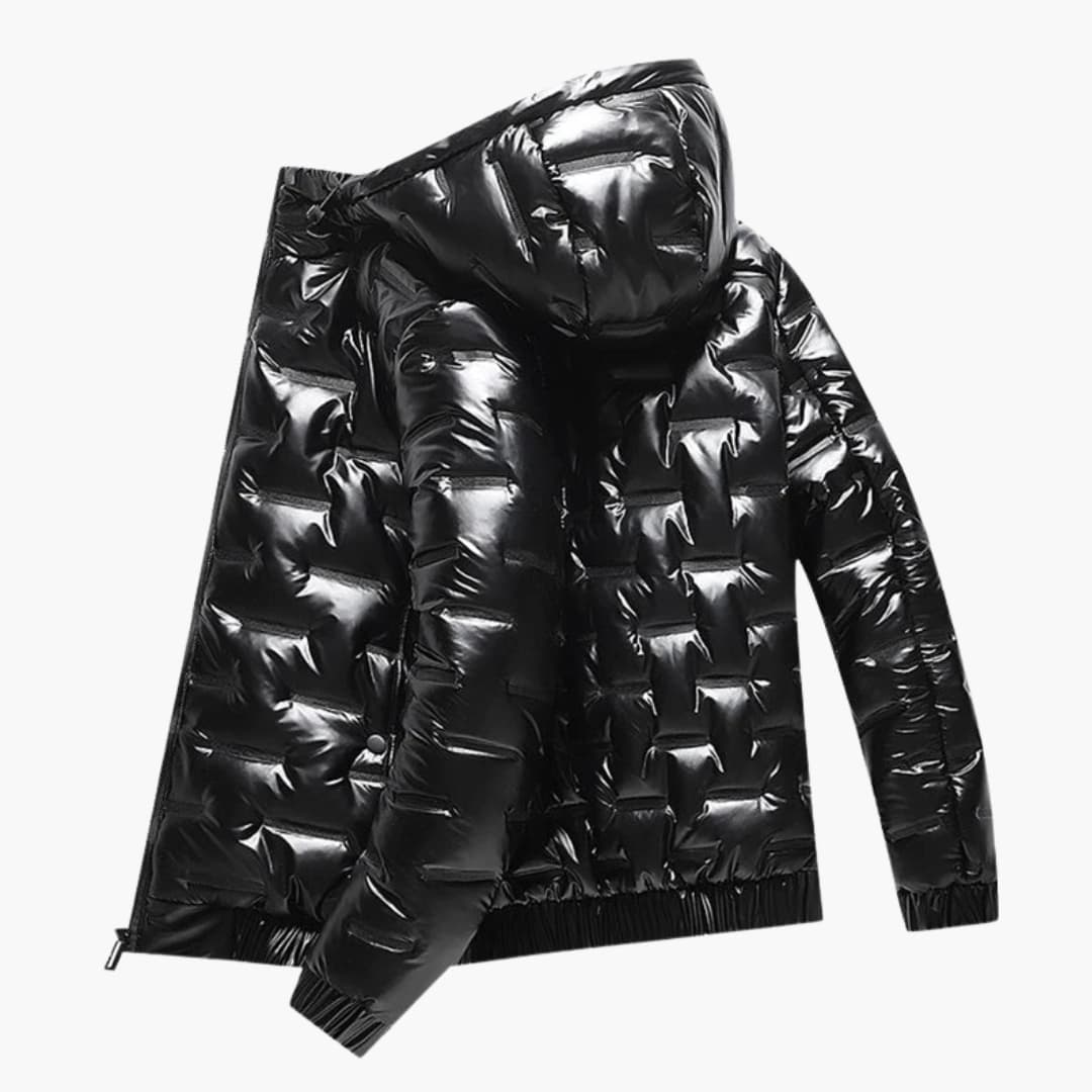 Veste de ski homme avec fermeture zippée et surface brillante