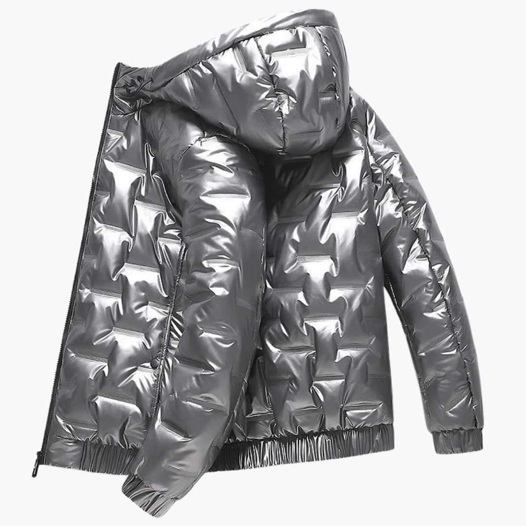 Veste de ski homme avec fermeture zippée et surface brillante