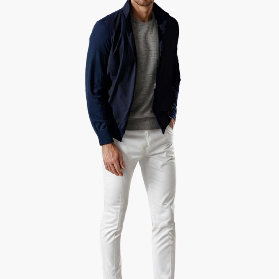 Men's sports jacket with stand-up collar and zip closure
