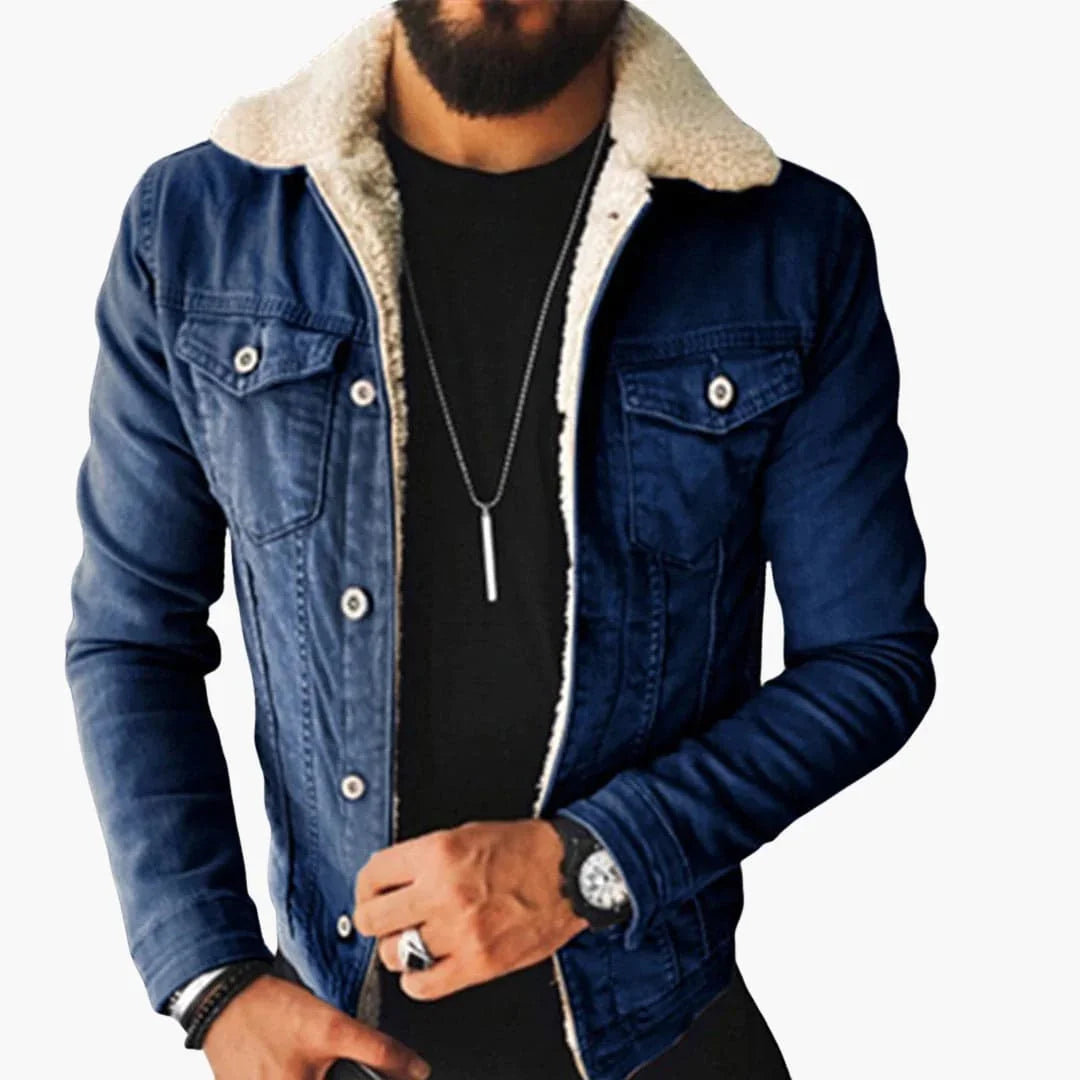 Veste en jean pour homme avec col en sherpa
