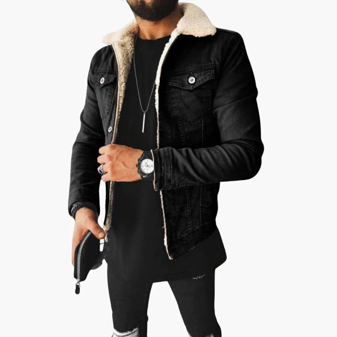 Veste en jean pour homme avec col en sherpa