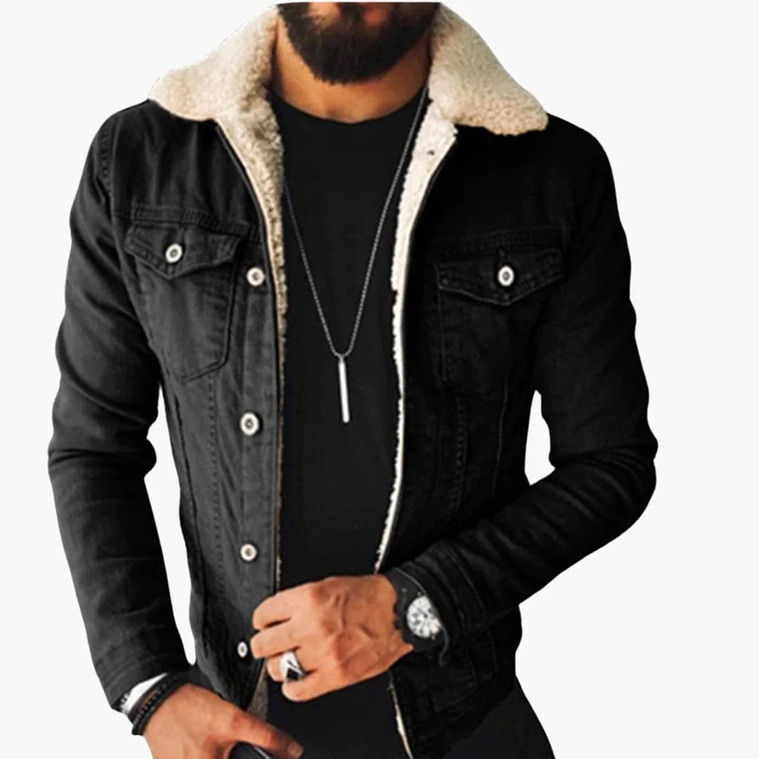Veste en jean pour homme avec col en sherpa