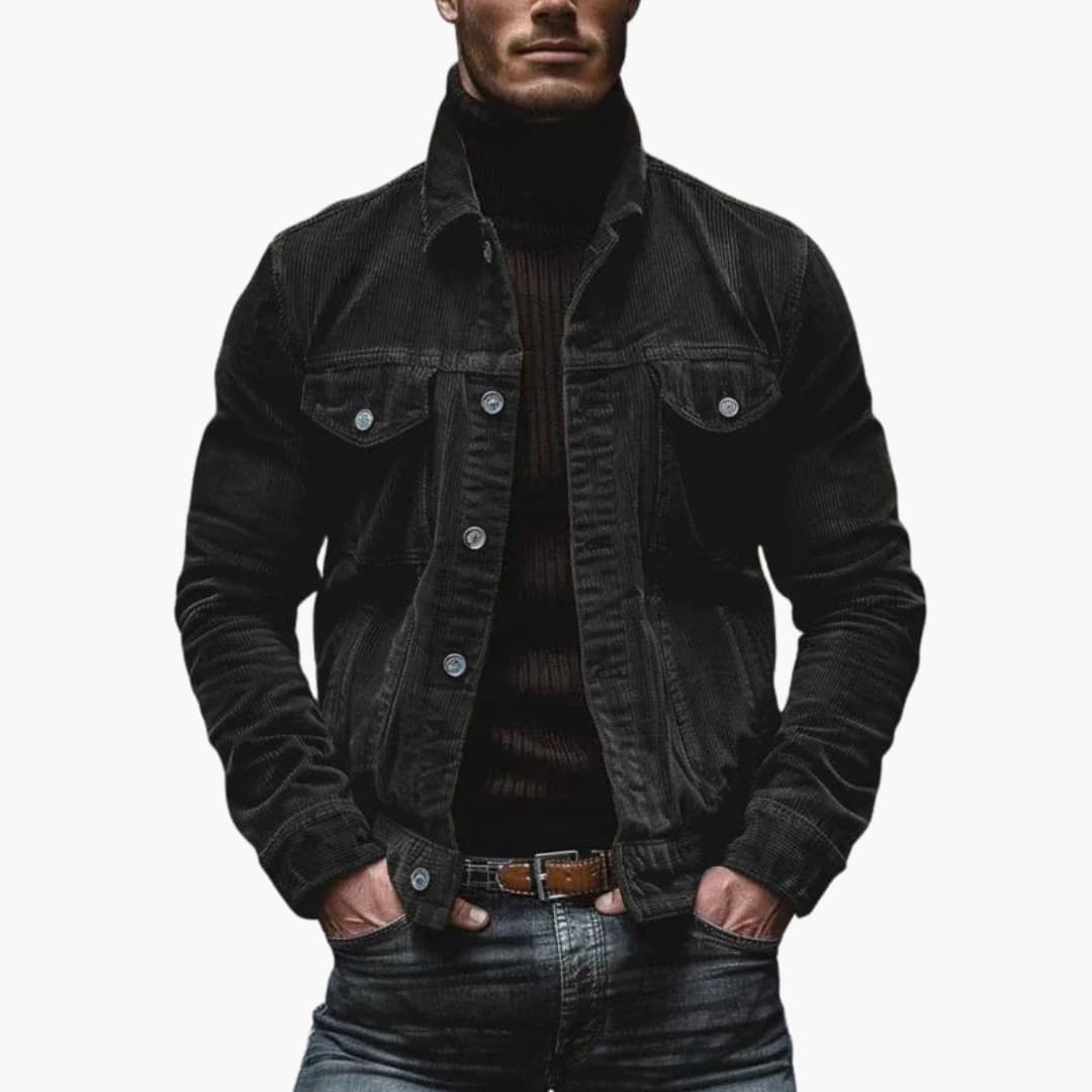 Veste en velours côtelé homme avec fermeture à boutons et poches poitrine