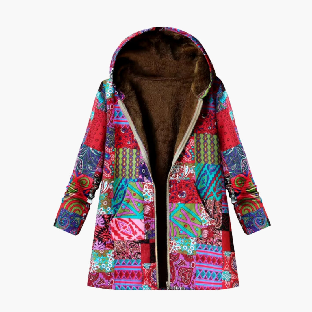 Damjacka med huva och fleecefoder