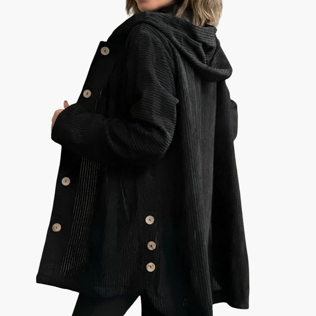 Veste femme à capuche en velours côtelé
