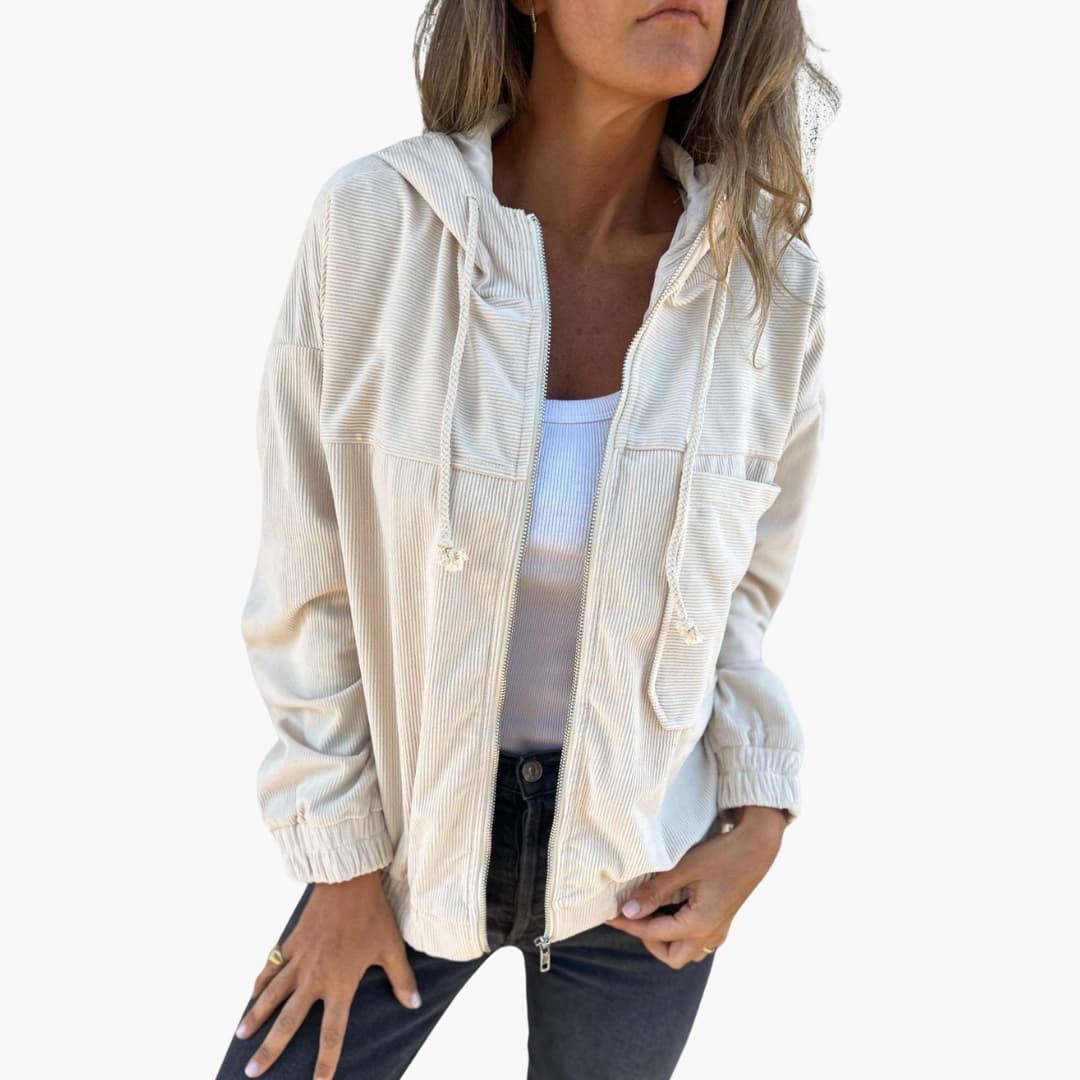 Veste femme à capuche zippée avec manches longues