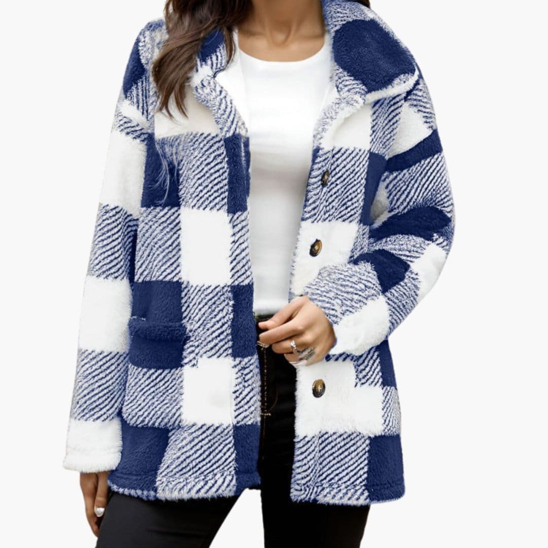 Veste femme à carreaux avec boutons