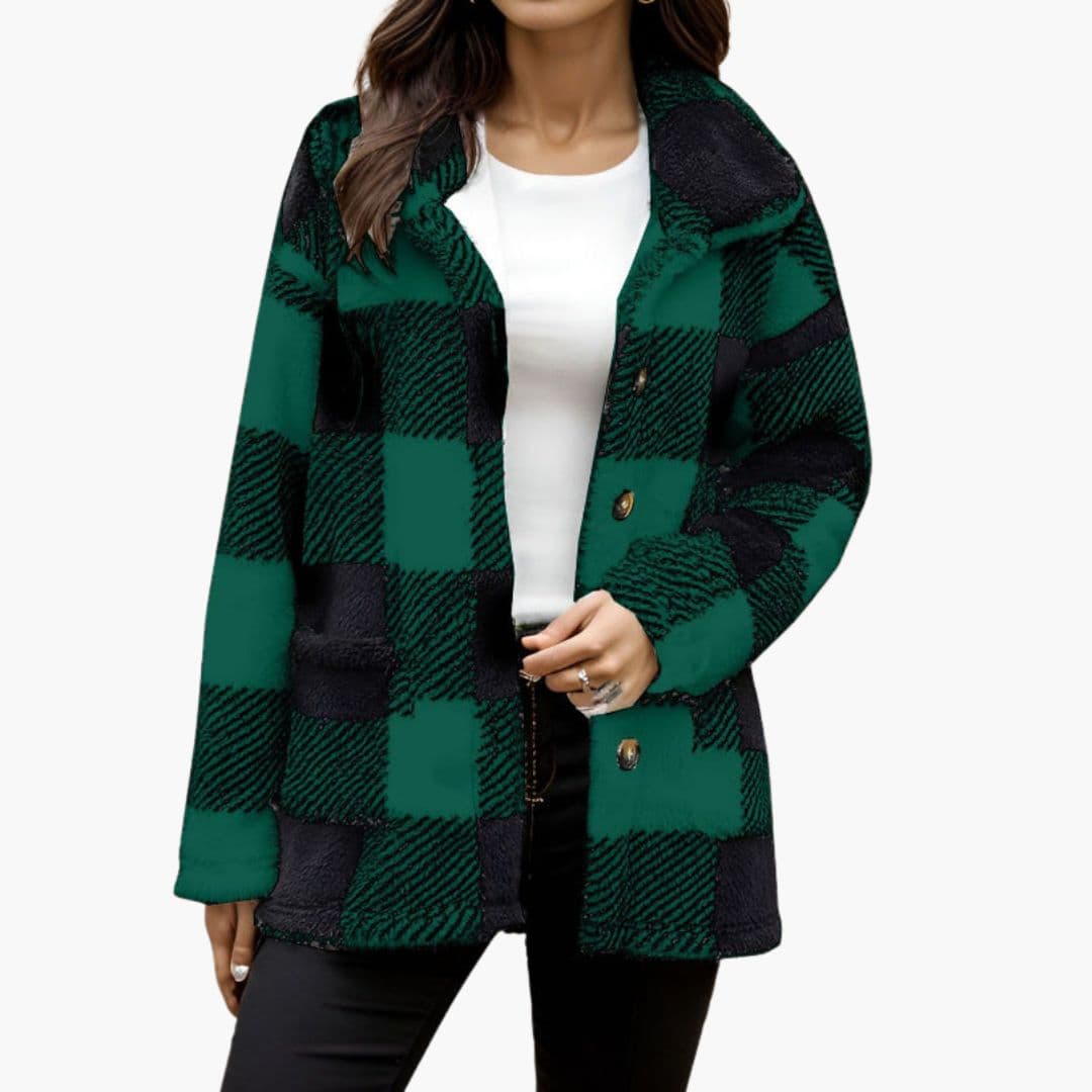 Veste femme à carreaux avec boutons