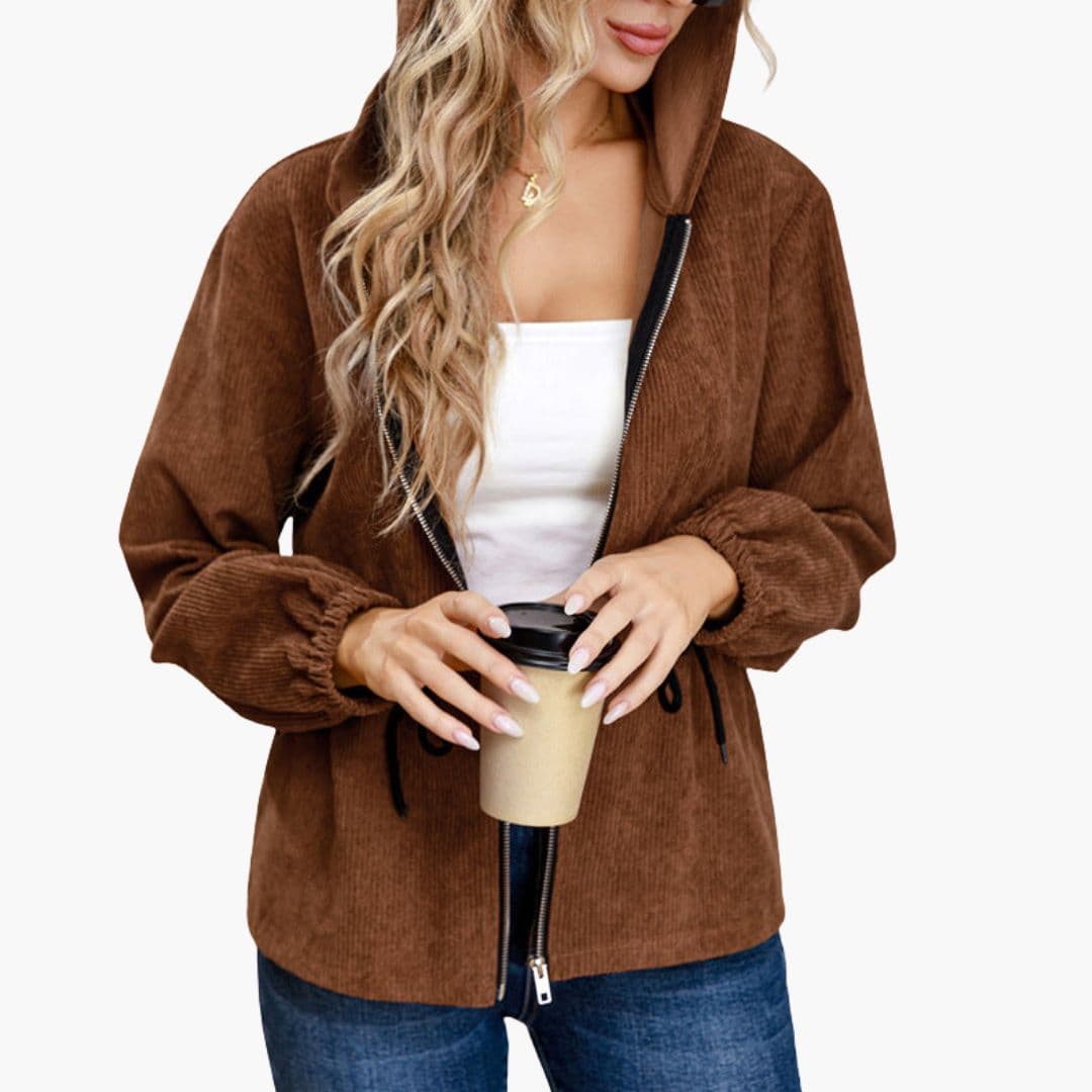 Veste femme à fermeture éclair et capuche