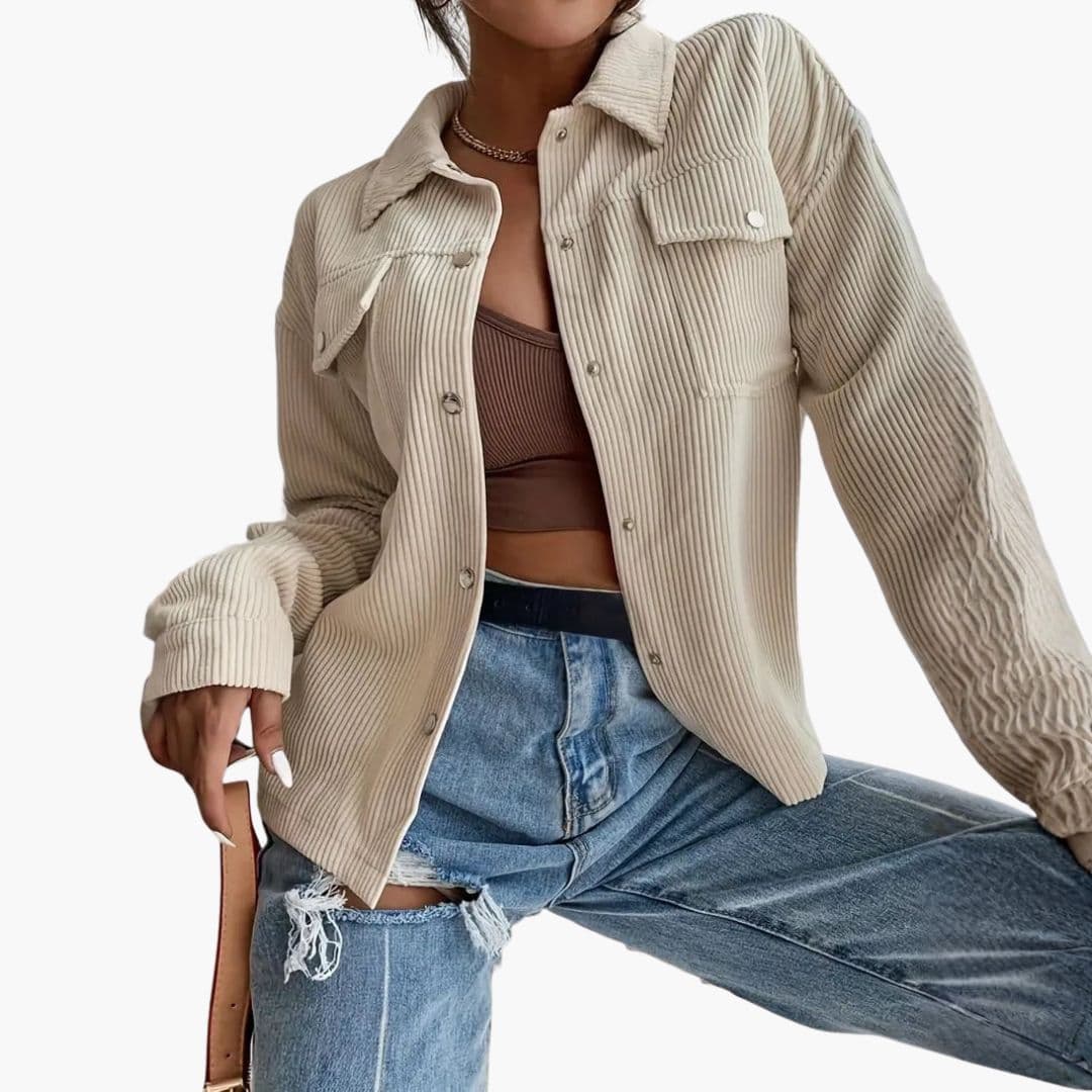 Veste femme avec boutons et poches latérales