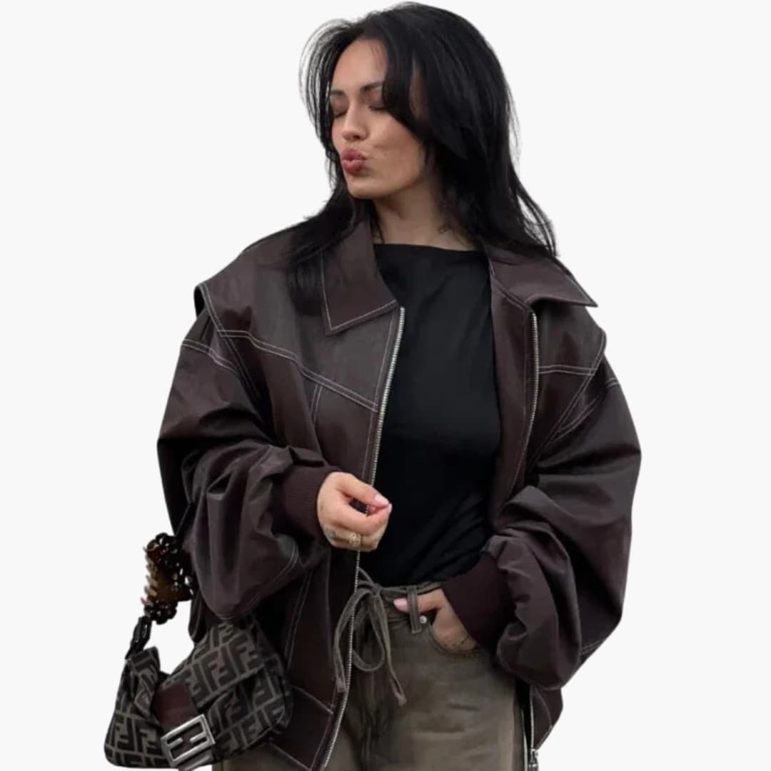 Veste femme avec coupe ample et surface tissée