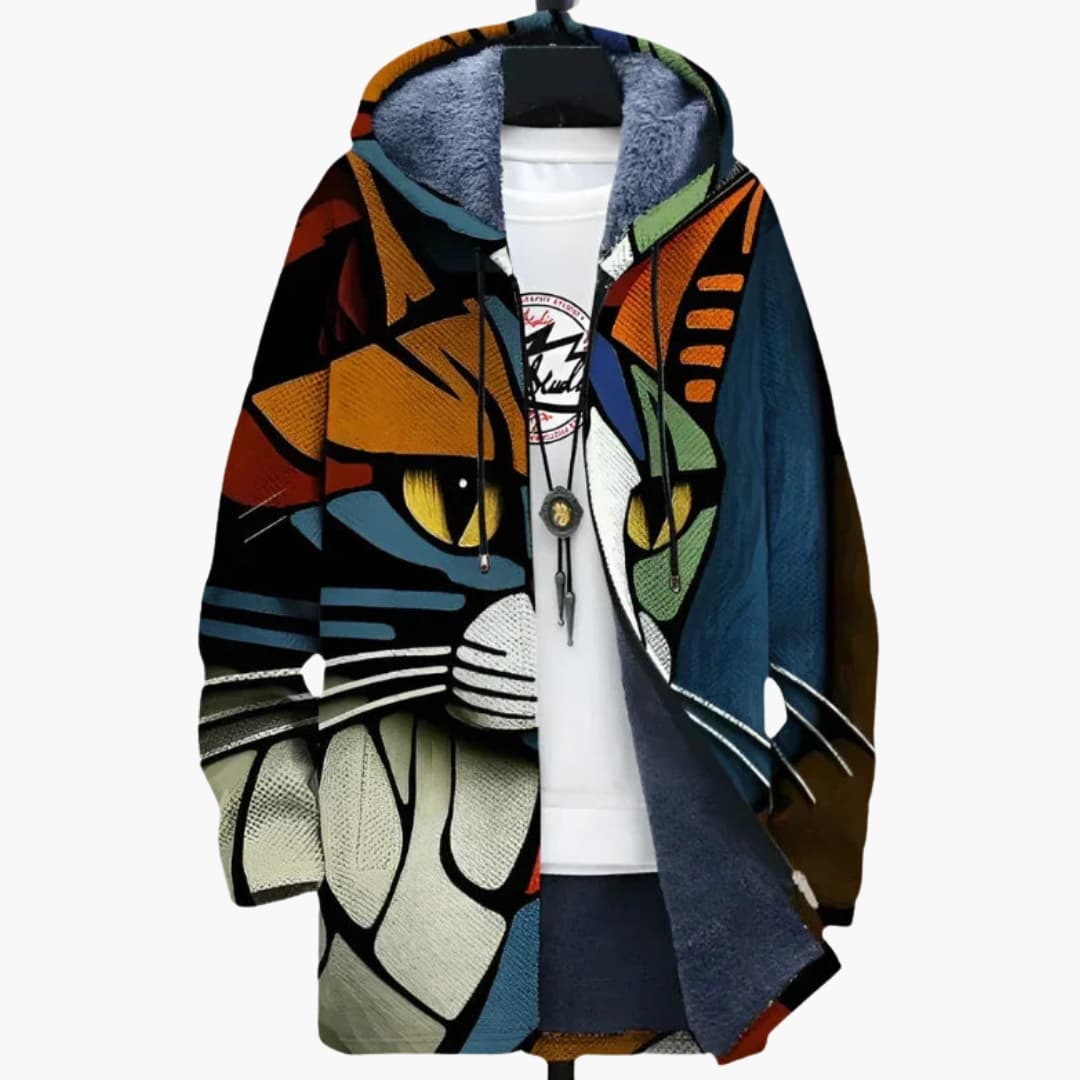 Veste à capuche pour femme avec imprimé artistique et surface tissée