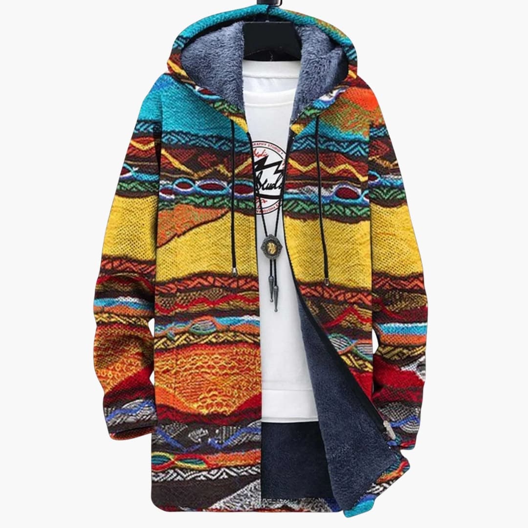 Veste à capuche pour femme avec imprimé artistique et surface tissée