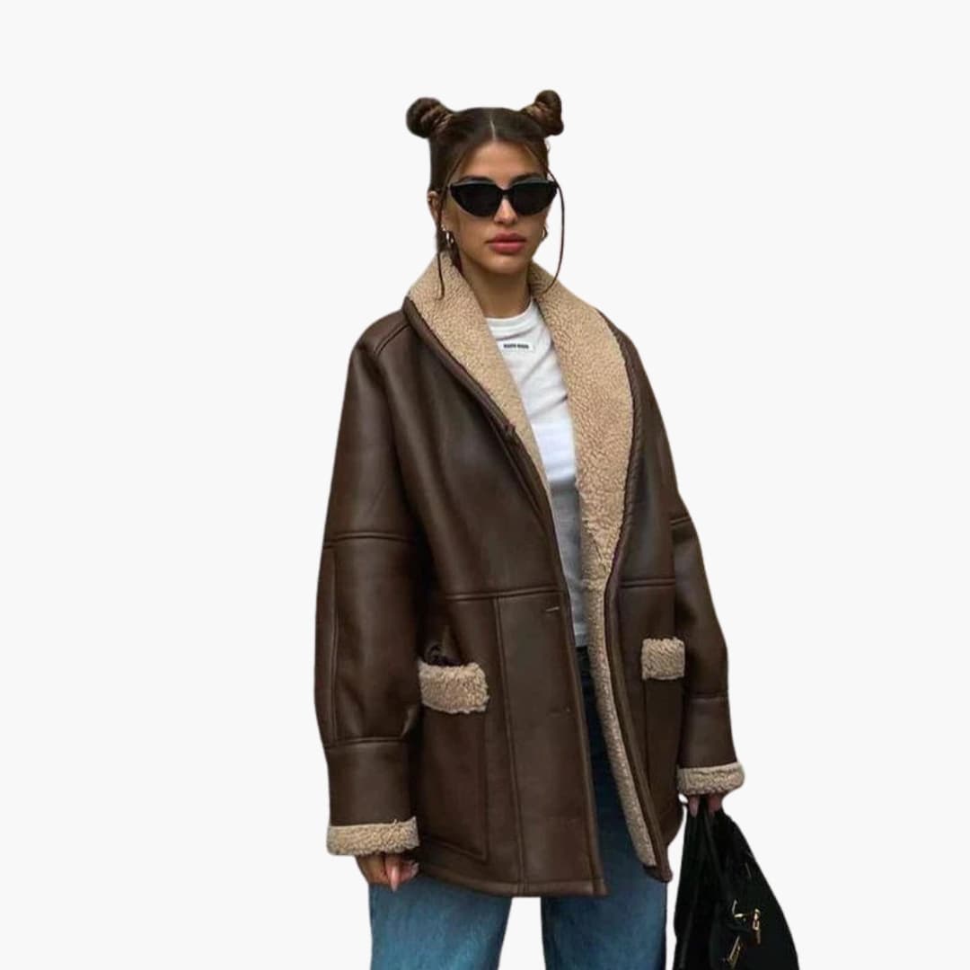 Veste femme ceinturée avec col châle et poches avant